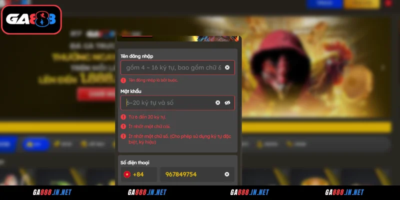 Đăng Ký GA888 - Hướng Dẫn Tạo Tài Khoản Cá Cược Trong 3 Bước 4 Lưu ý khi hội viên thực hiện đăng ký GA888